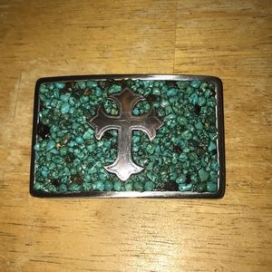 Nocona turquoise and silver belt buckle